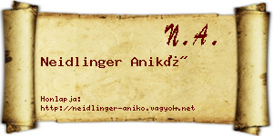 Neidlinger Anikó névjegykártya